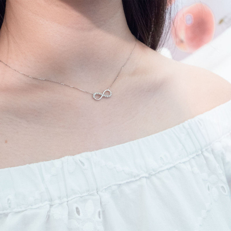 Zales 1/20 CT. T.w. Diamond Sideways Infinity Necklace in Sterling Silver |  Mall of America®
