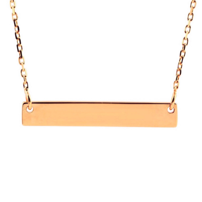 Engravable bar necklace deals 14k gold