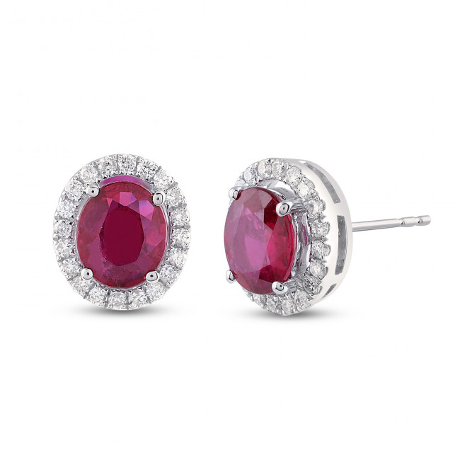 Genuine ruby stud deals earrings white gold