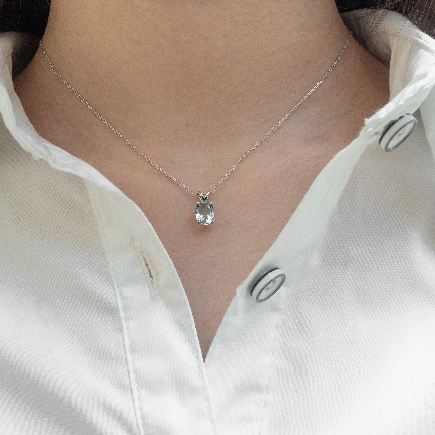 White gold sale aquamarine necklace